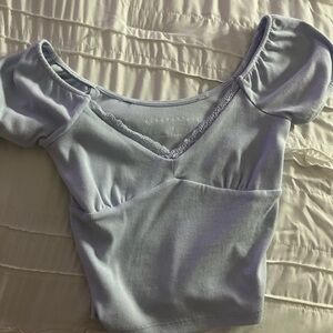 Light blue puff sleeve top